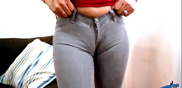  Perfect CAMELTOE and ROUND ASS Slut In Super Tight Jeans